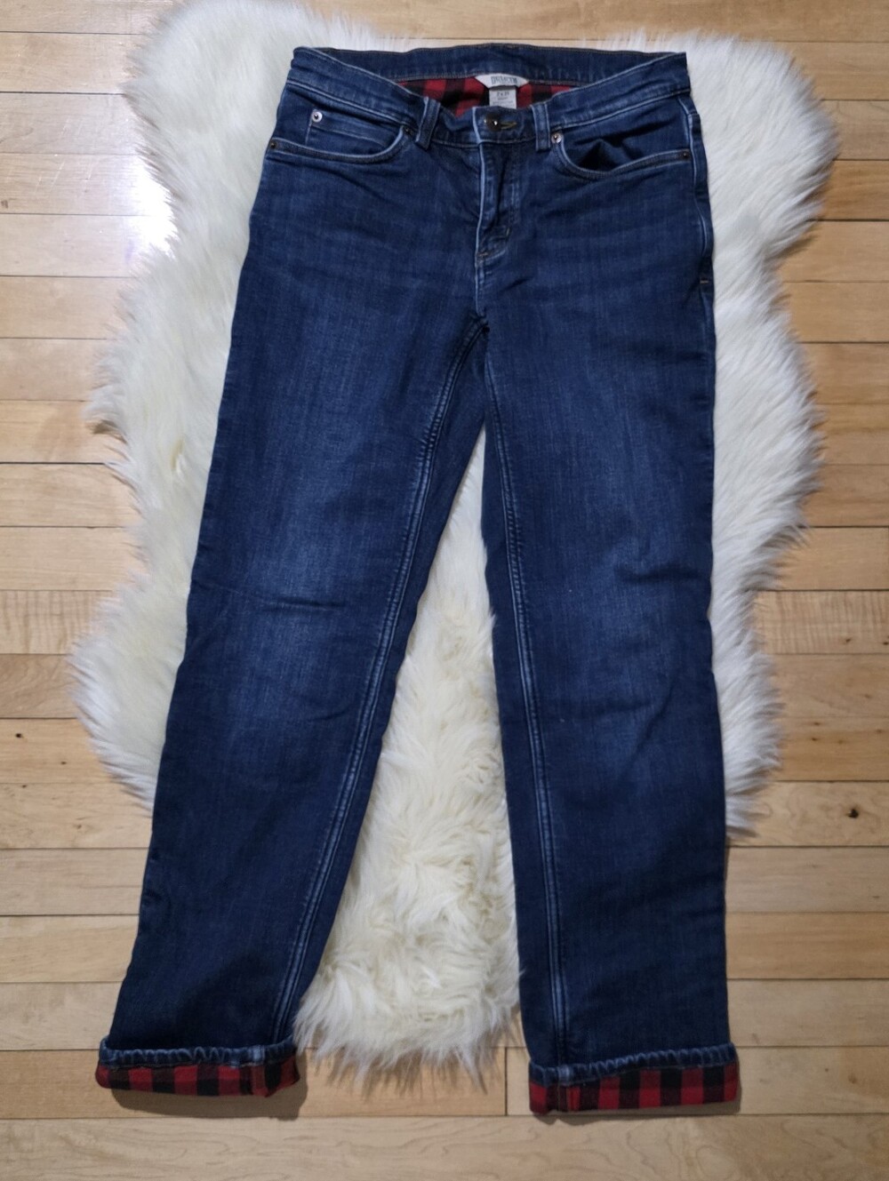 Duluth Trading Co Flannel Lined Jeans Women's Size 2x31 Blue Denim